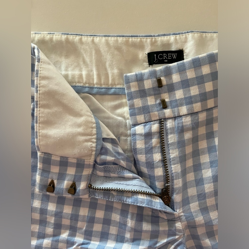 J.Crew blue and white gingham checked shorts, size 4 spring summer preppy - Picture 3 of 4